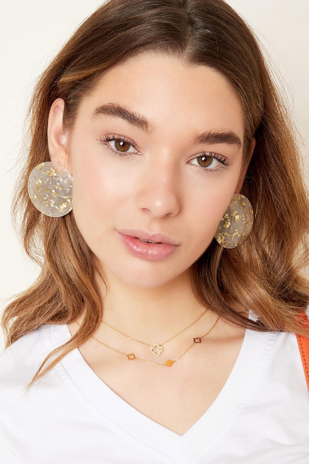 Bunte Ohrringe rund groß Gelb Kupfer h5Bild3